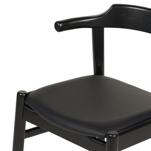 ΠΟΛΥΘΡΟΝΑ ΤΡΑΠΕΖΑΡΙΑΣ CERSEI HM9946.02 RUBBERWOOD & PU ΣΕ ΜΑΥΡΟ 57x54x74Υεκ - Pakobazaar