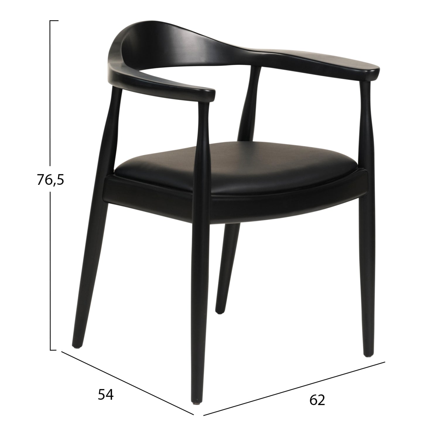 ΠΟΛΥΘΡΟΝΑ ΤΡΑΠΕΖΑΡΙΑΣ ADOR HM9948.02 RUBBERWOOD ΚΑΙ PU-ΜΑΥΡΟ 62x54x76,5Υεκ - Pakobazaar