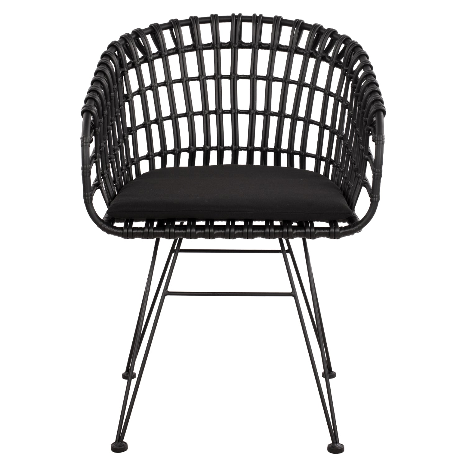 ΠΟΛΥΘΡΟΝΑ ΤΥΠΟΥ ΦΩΛΙΑ ΜΕΤΑΛΛΙΚΗ ALLEGRA HM5456.02 ΜΕ WICKER ΜΑΥΡΟ 59Χ56,5Χ83Υ εκ. - Pakobazaar