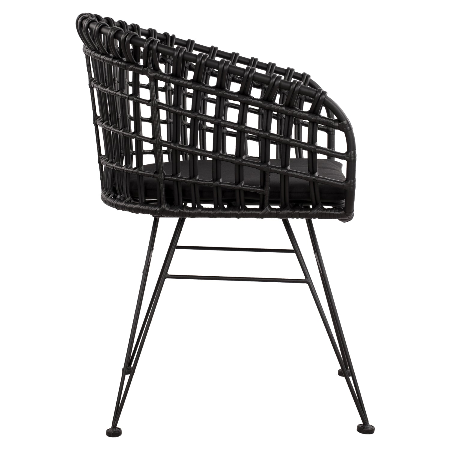 ΠΟΛΥΘΡΟΝΑ ΤΥΠΟΥ ΦΩΛΙΑ ΜΕΤΑΛΛΙΚΗ ALLEGRA HM5456.02 ΜΕ WICKER ΜΑΥΡΟ 59Χ56,5Χ83Υ εκ. - Pakobazaar
