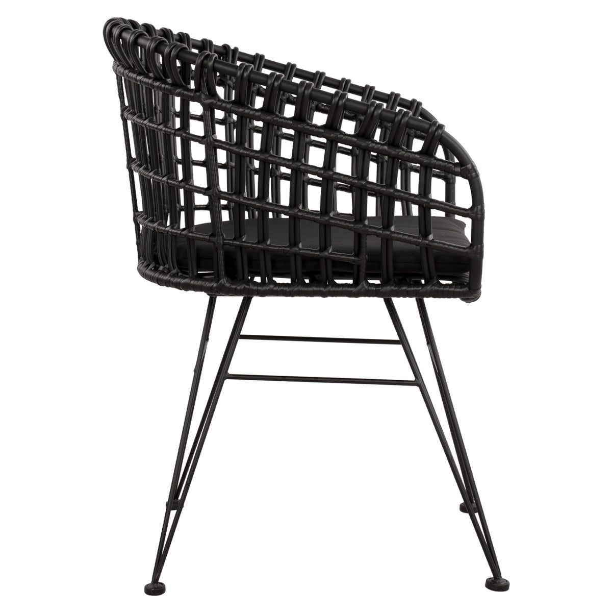 ΠΟΛΥΘΡΟΝΑ ΤΥΠΟΥ ΦΩΛΙΑ ΜΕΤΑΛΛΙΚΗ ALLEGRA HM5456.02 ΜΕ WICKER ΜΑΥΡΟ 59Χ56,5Χ83Υ εκ. - Pakobazaar