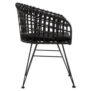 ΠΟΛΥΘΡΟΝΑ ΤΥΠΟΥ ΦΩΛΙΑ ΜΕΤΑΛΛΙΚΗ ALLEGRA HM5456.02 ΜΕ WICKER ΜΑΥΡΟ 59Χ56,5Χ83Υ εκ. - Pakobazaar