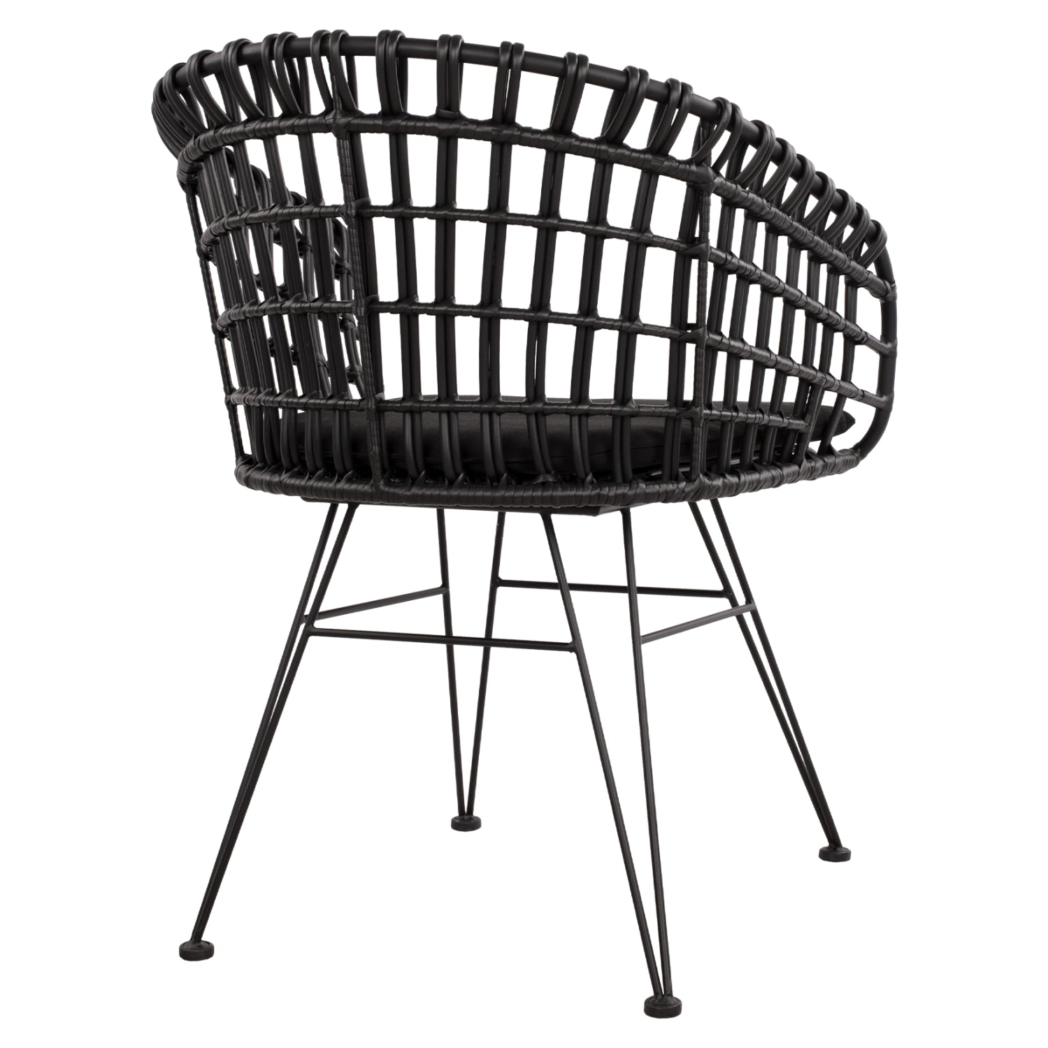 ΠΟΛΥΘΡΟΝΑ ΤΥΠΟΥ ΦΩΛΙΑ ΜΕΤΑΛΛΙΚΗ ALLEGRA HM5456.02 ΜΕ WICKER ΜΑΥΡΟ 59Χ56,5Χ83Υ εκ. - Pakobazaar