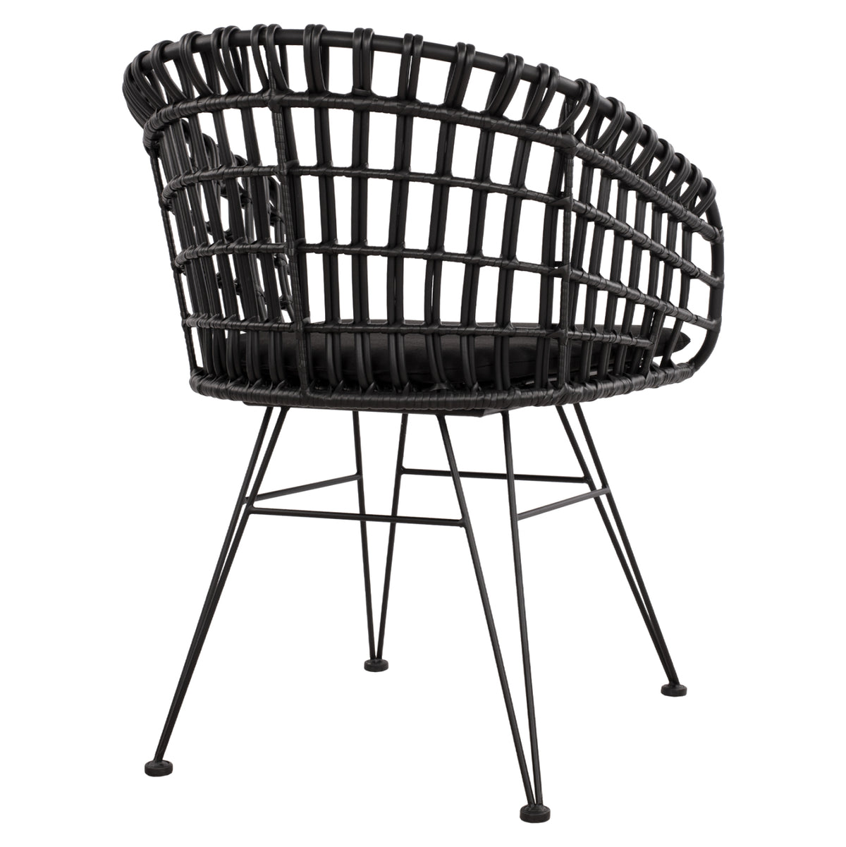 ΠΟΛΥΘΡΟΝΑ ΤΥΠΟΥ ΦΩΛΙΑ ΜΕΤΑΛΛΙΚΗ ALLEGRA HM5456.02 ΜΕ WICKER ΜΑΥΡΟ 59Χ56,5Χ83Υ εκ. - Pakobazaar