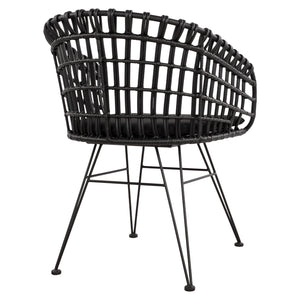 ΠΟΛΥΘΡΟΝΑ ΤΥΠΟΥ ΦΩΛΙΑ ΜΕΤΑΛΛΙΚΗ ALLEGRA HM5456.02 ΜΕ WICKER ΜΑΥΡΟ 59Χ56,5Χ83Υ εκ. - Pakobazaar
