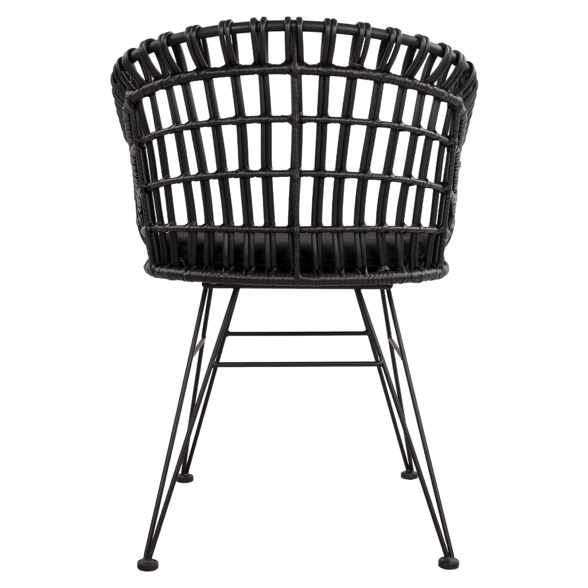 ΠΟΛΥΘΡΟΝΑ ΤΥΠΟΥ ΦΩΛΙΑ ΜΕΤΑΛΛΙΚΗ ALLEGRA HM5456.02 ΜΕ WICKER ΜΑΥΡΟ 59Χ56,5Χ83Υ εκ. - Pakobazaar