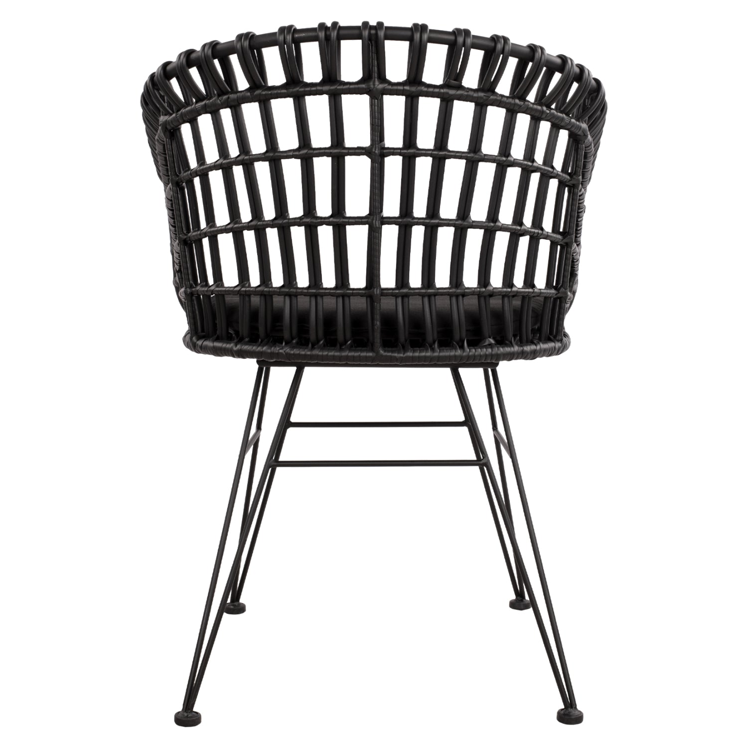 ΠΟΛΥΘΡΟΝΑ ΤΥΠΟΥ ΦΩΛΙΑ ΜΕΤΑΛΛΙΚΗ ALLEGRA HM5456.02 ΜΕ WICKER ΜΑΥΡΟ 59Χ56,5Χ83Υ εκ. - Pakobazaar