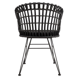 ΠΟΛΥΘΡΟΝΑ ΤΥΠΟΥ ΦΩΛΙΑ ΜΕΤΑΛΛΙΚΗ ALLEGRA HM5456.02 ΜΕ WICKER ΜΑΥΡΟ 59Χ56,5Χ83Υ εκ. - Pakobazaar