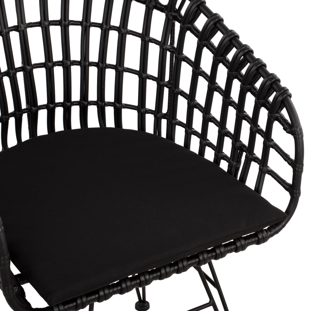 ΠΟΛΥΘΡΟΝΑ ΤΥΠΟΥ ΦΩΛΙΑ ΜΕΤΑΛΛΙΚΗ ALLEGRA HM5456.02 ΜΕ WICKER ΜΑΥΡΟ 59Χ56,5Χ83Υ εκ. - Pakobazaar