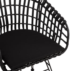 ΠΟΛΥΘΡΟΝΑ ΤΥΠΟΥ ΦΩΛΙΑ ΜΕΤΑΛΛΙΚΗ ALLEGRA HM5456.02 ΜΕ WICKER ΜΑΥΡΟ 59Χ56,5Χ83Υ εκ. - Pakobazaar