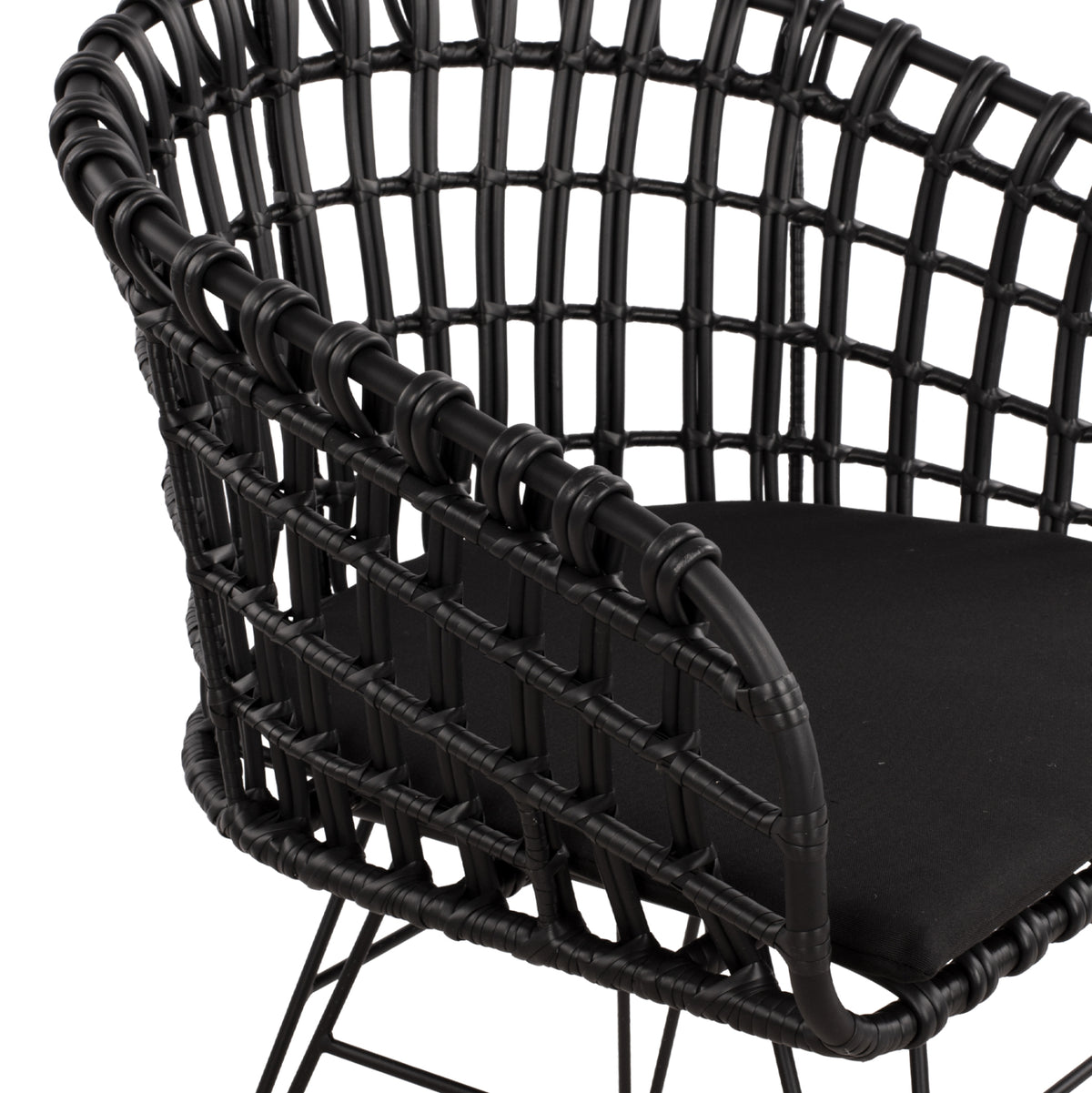 ΠΟΛΥΘΡΟΝΑ ΤΥΠΟΥ ΦΩΛΙΑ ΜΕΤΑΛΛΙΚΗ ALLEGRA HM5456.02 ΜΕ WICKER ΜΑΥΡΟ 59Χ56,5Χ83Υ εκ. - Pakobazaar