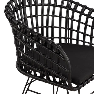 ΠΟΛΥΘΡΟΝΑ ΤΥΠΟΥ ΦΩΛΙΑ ΜΕΤΑΛΛΙΚΗ ALLEGRA HM5456.02 ΜΕ WICKER ΜΑΥΡΟ 59Χ56,5Χ83Υ εκ. - Pakobazaar