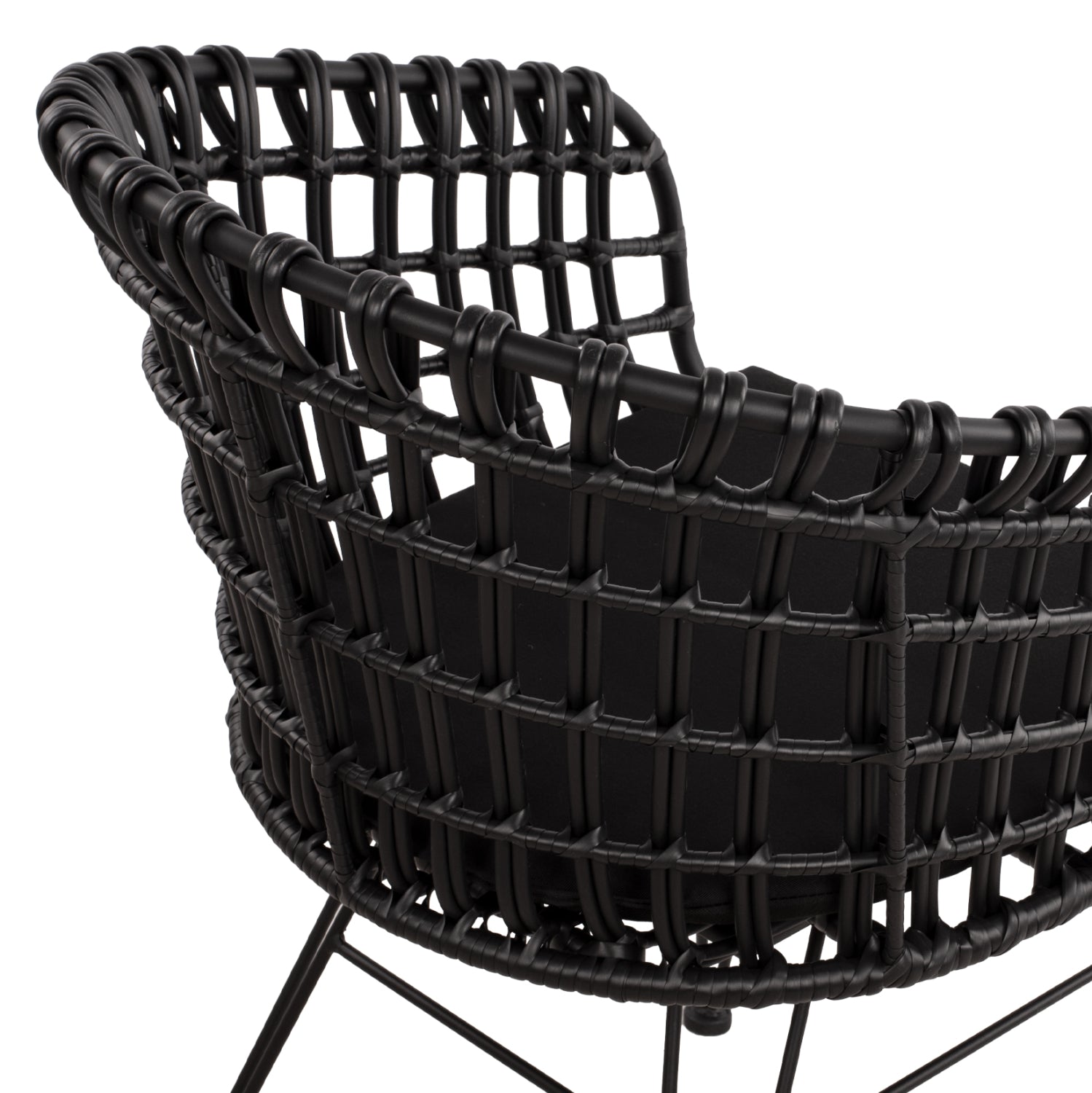 ΠΟΛΥΘΡΟΝΑ ΤΥΠΟΥ ΦΩΛΙΑ ΜΕΤΑΛΛΙΚΗ ALLEGRA HM5456.02 ΜΕ WICKER ΜΑΥΡΟ 59Χ56,5Χ83Υ εκ. - Pakobazaar