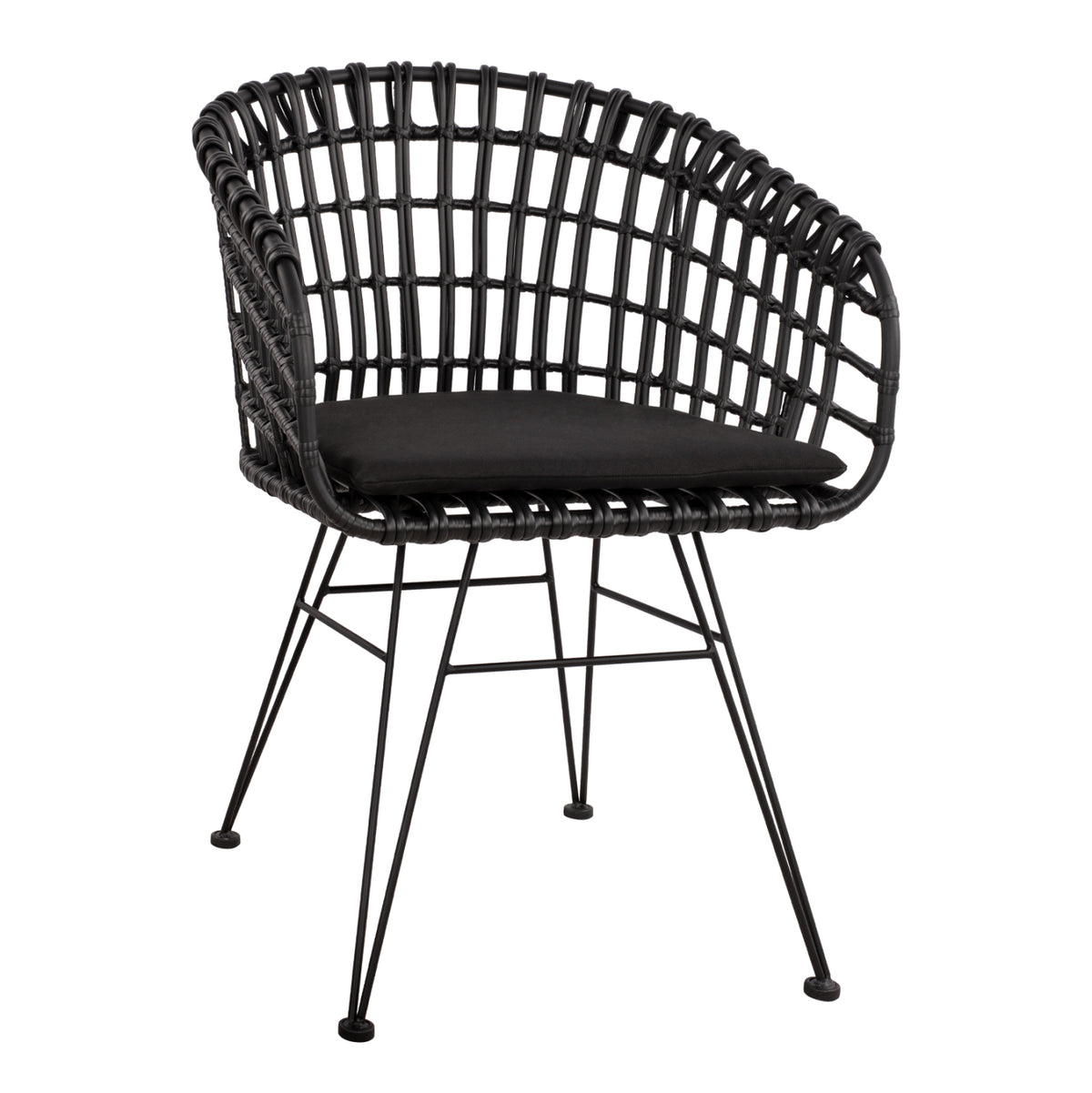 ΠΟΛΥΘΡΟΝΑ ΤΥΠΟΥ ΦΩΛΙΑ ΜΕΤΑΛΛΙΚΗ ALLEGRA HM5456.02 ΜΕ WICKER ΜΑΥΡΟ 59Χ56,5Χ83Υ εκ. - Pakobazaar