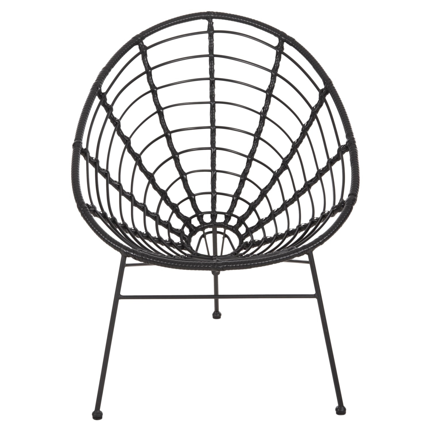 ΠΟΛΥΘΡΟΝΑ ΤΥΠΟΥ ΦΩΛΙΑ ΜΕΤΑΛΛΙΚΗ ALLEGRA HM5458.12 ΜΕ WICKER-ΜΑΥΡΟ 73x78x88Υεκ. - Pakobazaar