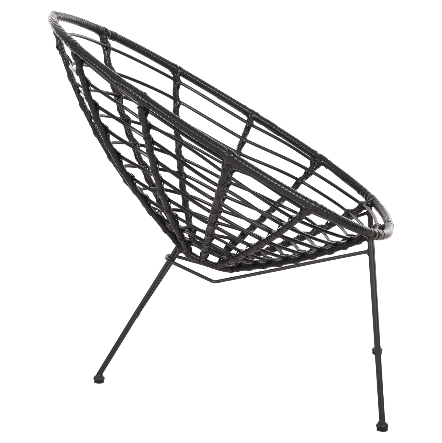 ΠΟΛΥΘΡΟΝΑ ΤΥΠΟΥ ΦΩΛΙΑ ΜΕΤΑΛΛΙΚΗ ALLEGRA HM5458.12 ΜΕ WICKER-ΜΑΥΡΟ 73x78x88Υεκ. - Pakobazaar