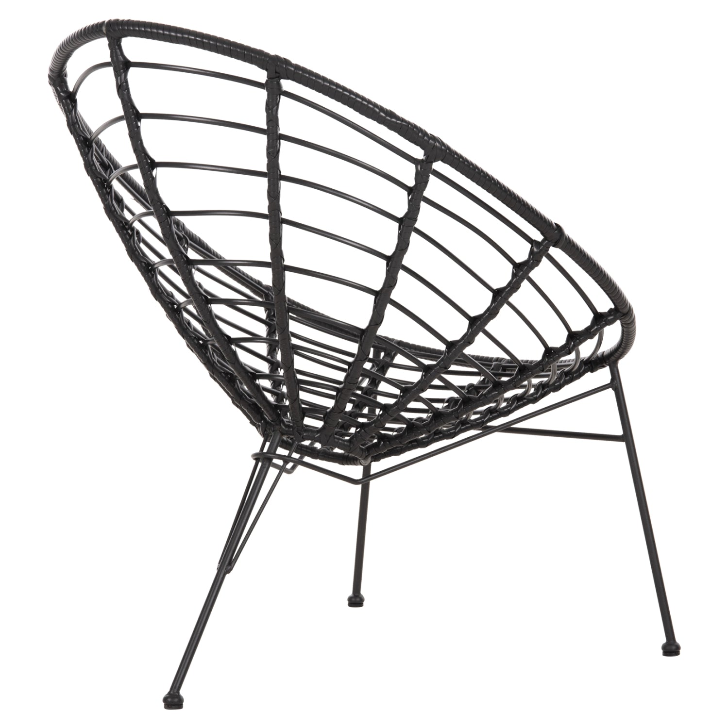 ΠΟΛΥΘΡΟΝΑ ΤΥΠΟΥ ΦΩΛΙΑ ΜΕΤΑΛΛΙΚΗ ALLEGRA HM5458.12 ΜΕ WICKER-ΜΑΥΡΟ 73x78x88Υεκ. - Pakobazaar