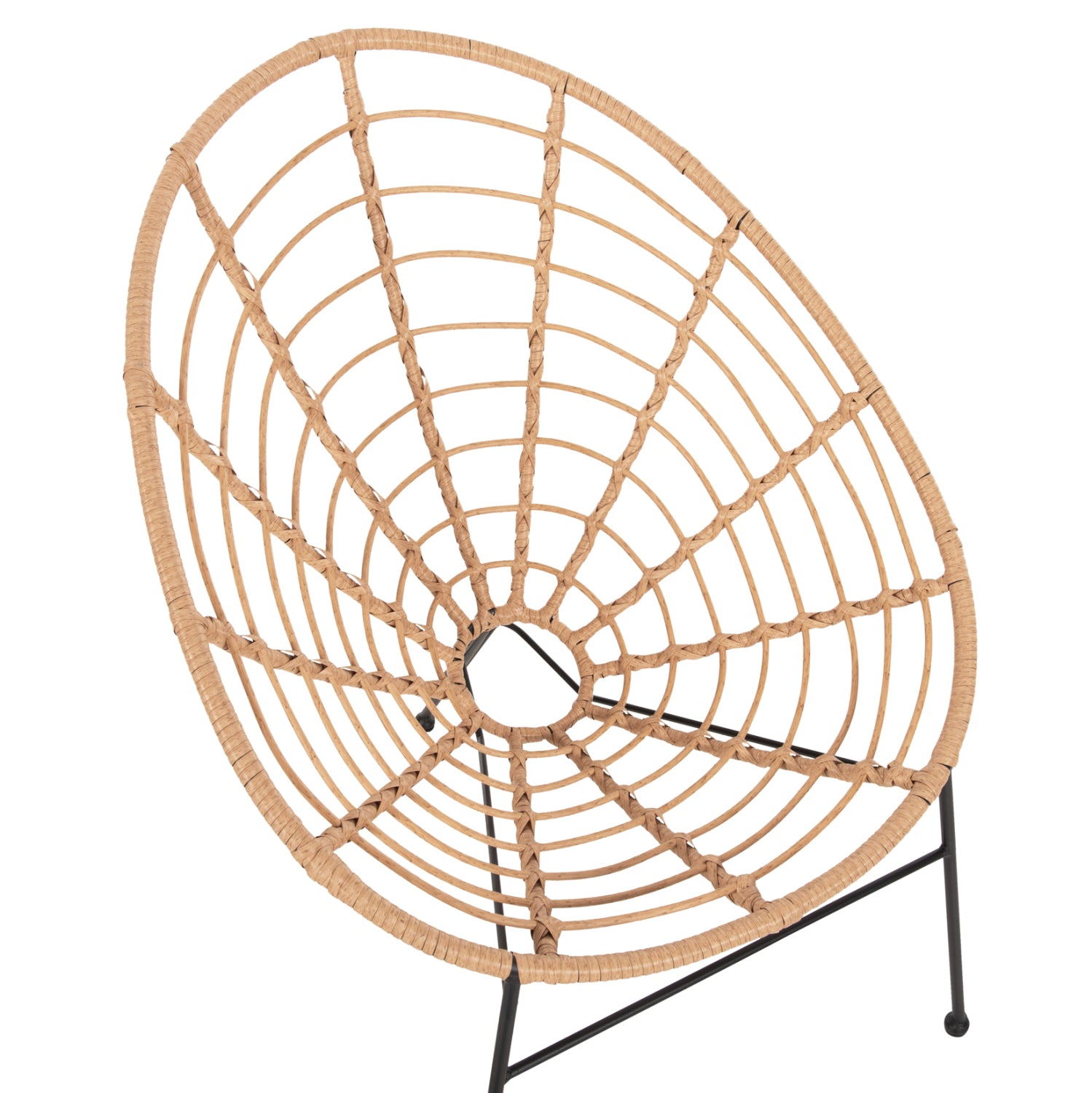 ΠΟΛΥΘΡΟΝΑ ΤΥΠΟΥ ΦΩΛΙΑ ΜΕΤΑΛΛΙΚΗ ALLEGRA HM5458.11 ΜΕ WICKER ΜΠΕΖ 73x78x88Υεκ. - Pakobazaar
