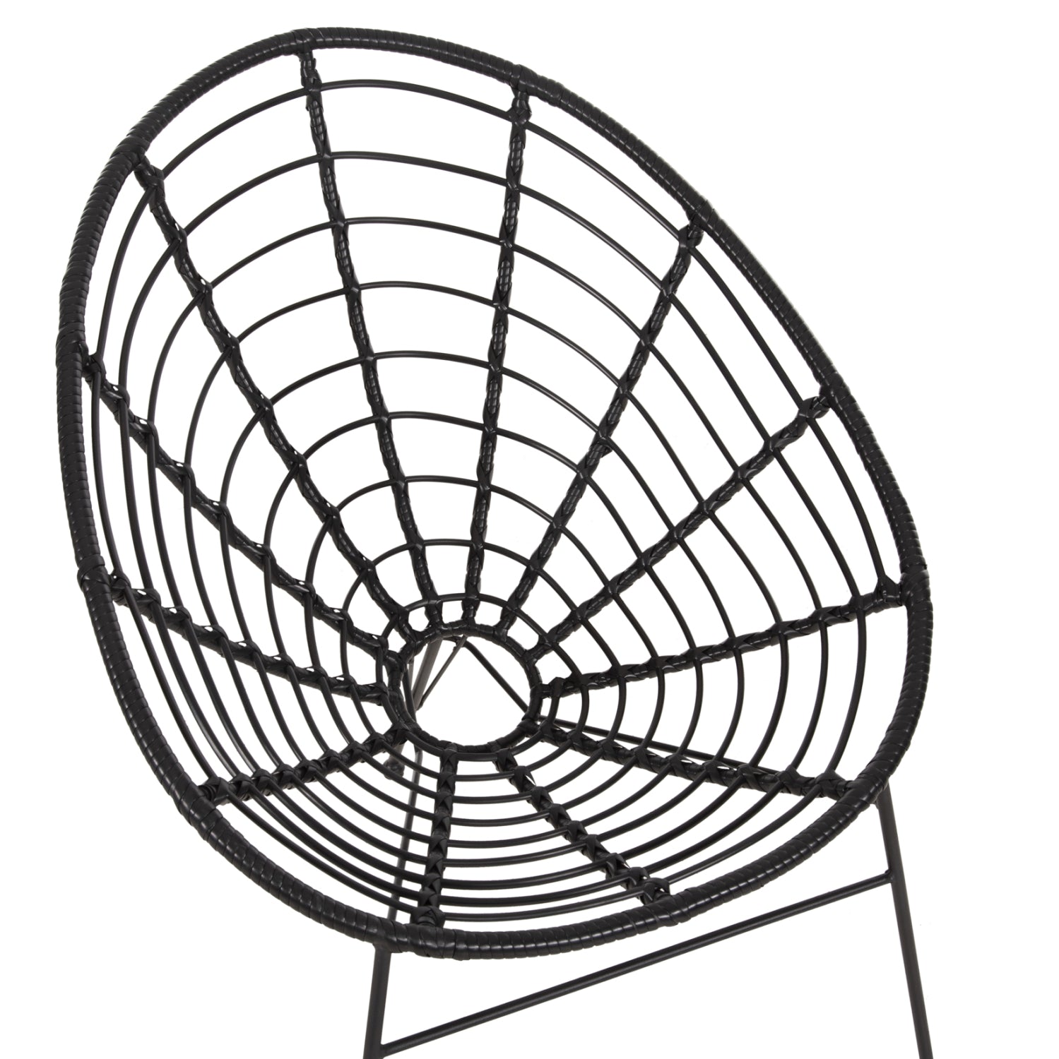 ΠΟΛΥΘΡΟΝΑ ΤΥΠΟΥ ΦΩΛΙΑ ΜΕΤΑΛΛΙΚΗ ALLEGRA HM5458.12 ΜΕ WICKER-ΜΑΥΡΟ 73x78x88Υεκ. - Pakobazaar