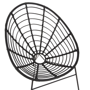ΠΟΛΥΘΡΟΝΑ ΤΥΠΟΥ ΦΩΛΙΑ ΜΕΤΑΛΛΙΚΗ ALLEGRA HM5458.12 ΜΕ WICKER-ΜΑΥΡΟ 73x78x88Υεκ. - Pakobazaar