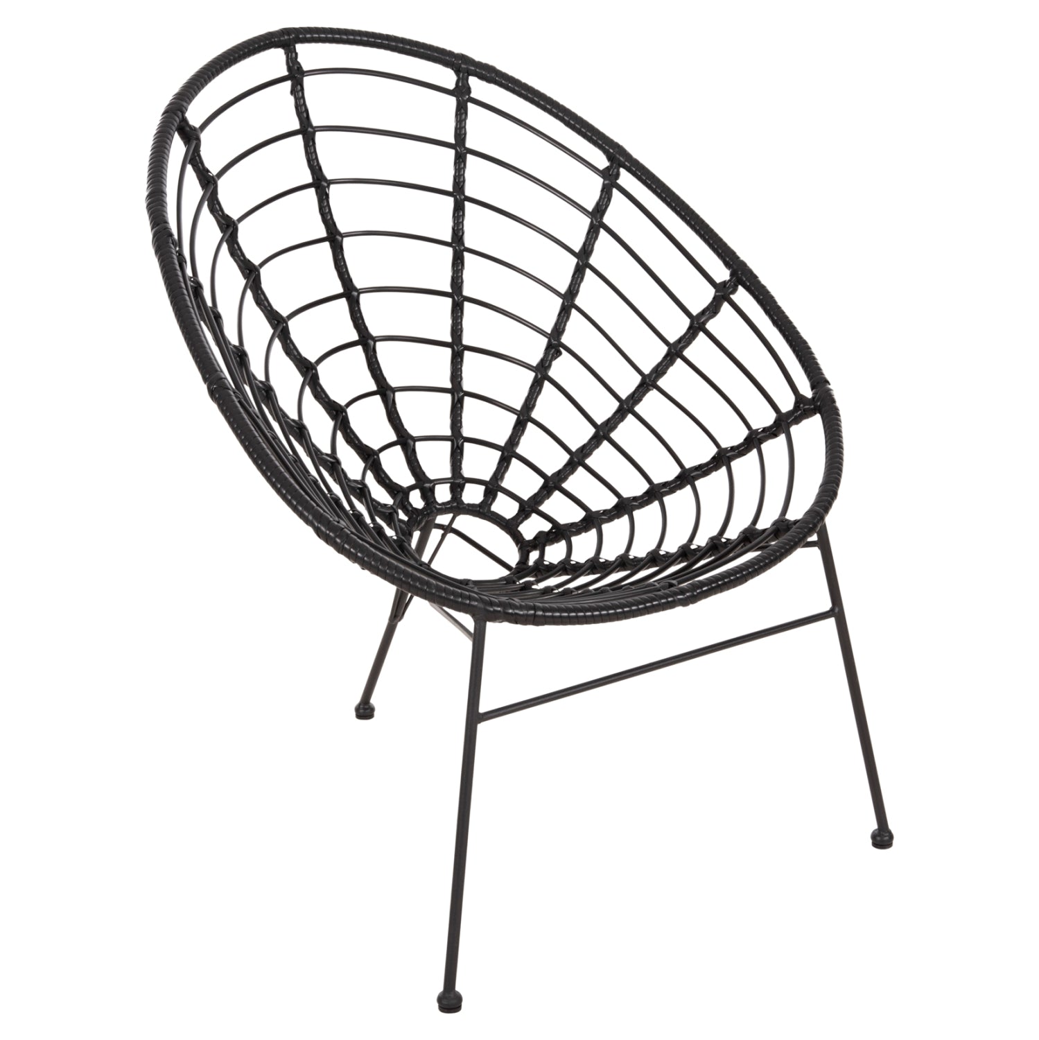 ΠΟΛΥΘΡΟΝΑ ΤΥΠΟΥ ΦΩΛΙΑ ΜΕΤΑΛΛΙΚΗ ALLEGRA HM5458.12 ΜΕ WICKER-ΜΑΥΡΟ 73x78x88Υεκ. - Pakobazaar