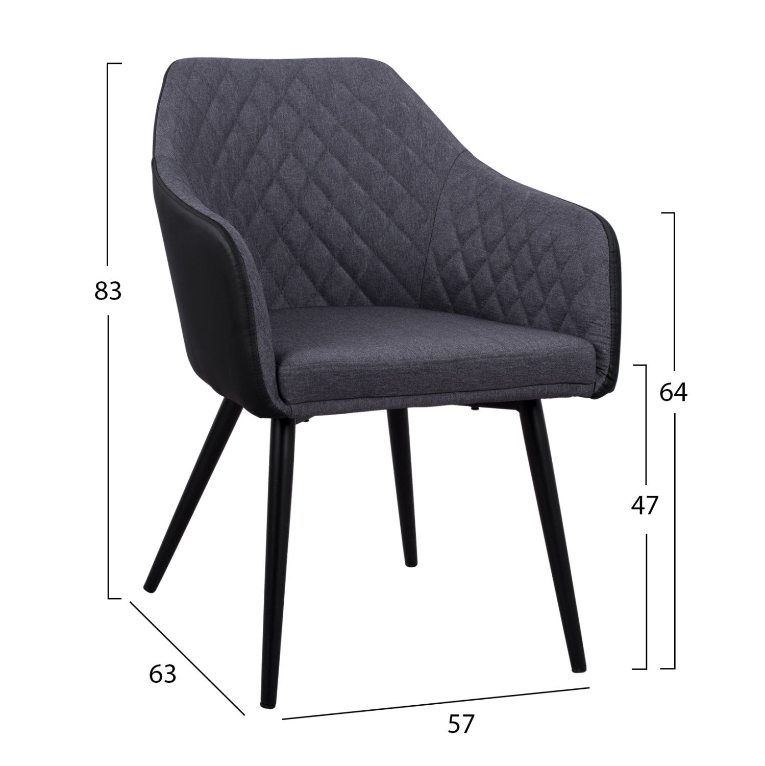 ΠΟΛΥΘΡΟΝΑΚΙ CHARLES HM8522.01 ΜΕ ΥΦΑΣΜΑ ΣΚΟΥΡΟ ΓΚΡΙ PU ΜΑΥΡΟ 57x63x83Υ εκ. - Pakobazaar