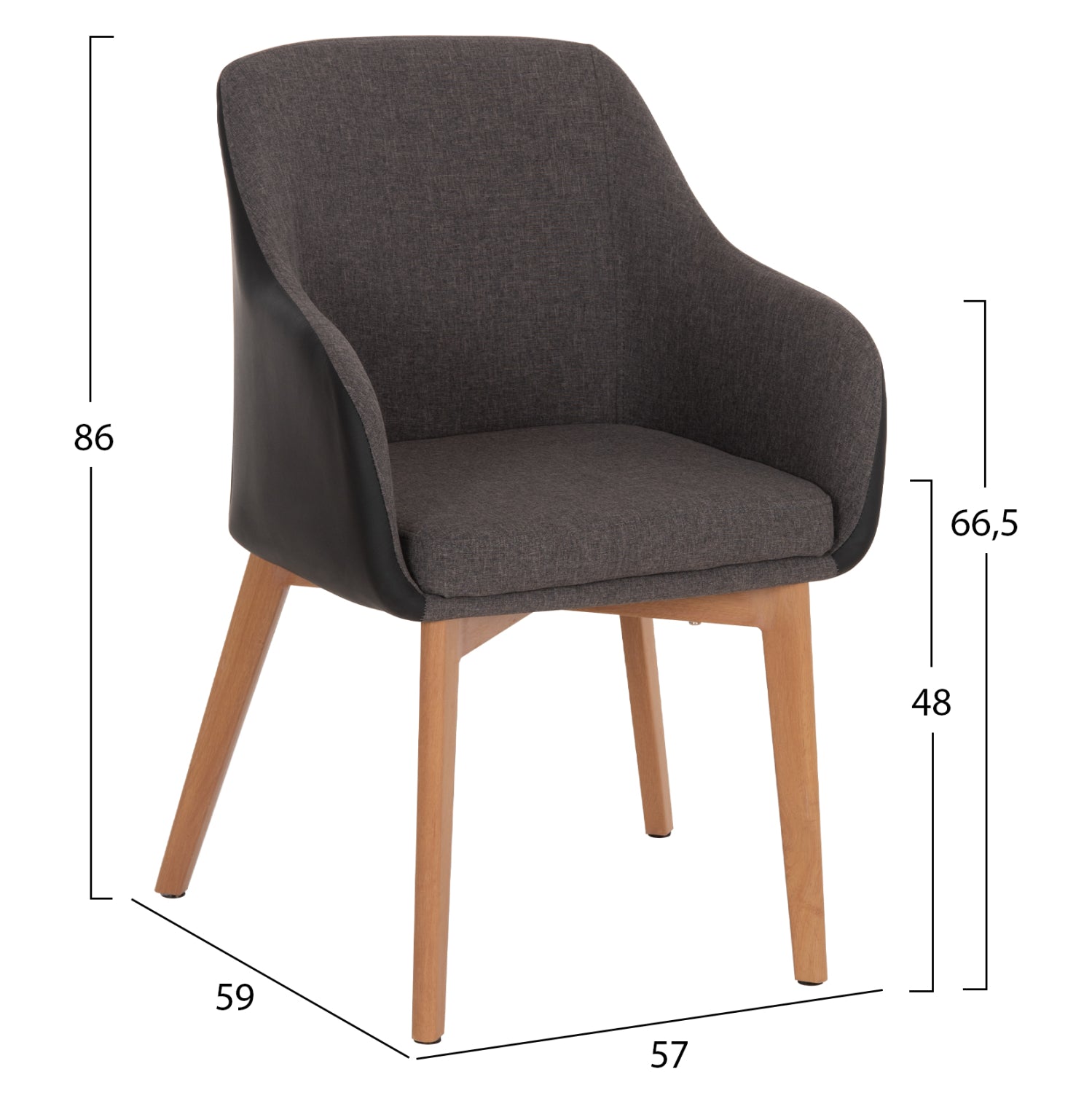 ΠΟΛΥΘΡΟΝΑΚΙ BRISTOL ΜΕ ΥΦΑΣΜΑ ΣΚΟΥΡΟ ΓΚΡΙ Κ PU ΜΑΥΡΟ HM0141.01 57x59x86Υεκ. - Pakobazaar