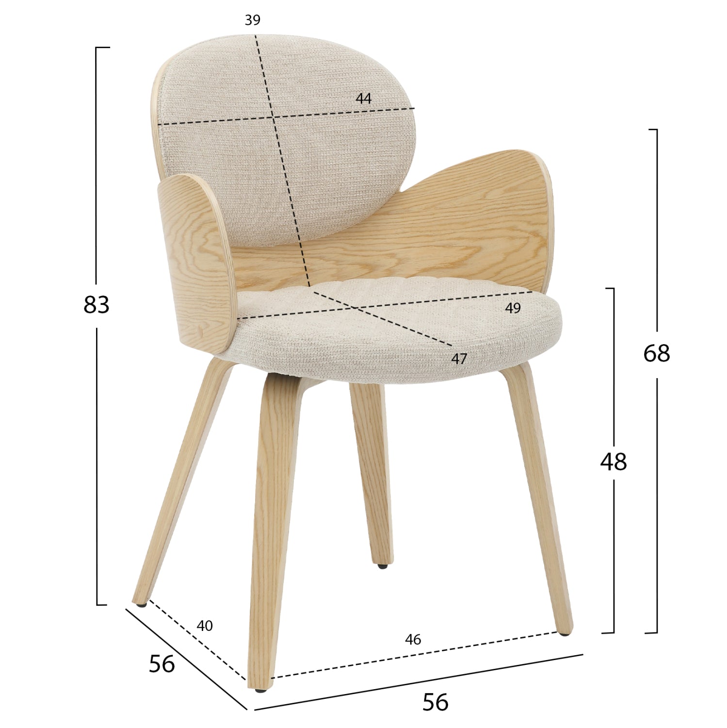 ΠΟΛΥΘΡΟΝΑΚΙ ΤΡΑΠΕΖΑΡΙΑΣ DARNELL HM9974.01 OAK Κ.Π.-ΕΚΡΟΥ ΥΦΑΣΜΑ 56x56x83Υεκ. - Pakobazaar