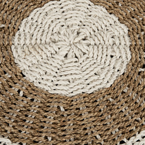 ΠΟΥΦ ΣΚΑΜΠΟ SARONI HM7851.01 SEAGRASS ΣΕ ΦΥΣΙΚΟ-ΛΕΥΚΟ ΧΡΩΜΑ Φ60x35Yεκ. - Pakobazaar