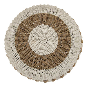 ΠΟΥΦ ΣΚΑΜΠΟ SARONI HM7851.01 SEAGRASS ΣΕ ΦΥΣΙΚΟ-ΛΕΥΚΟ ΧΡΩΜΑ Φ60x35Yεκ. - Pakobazaar