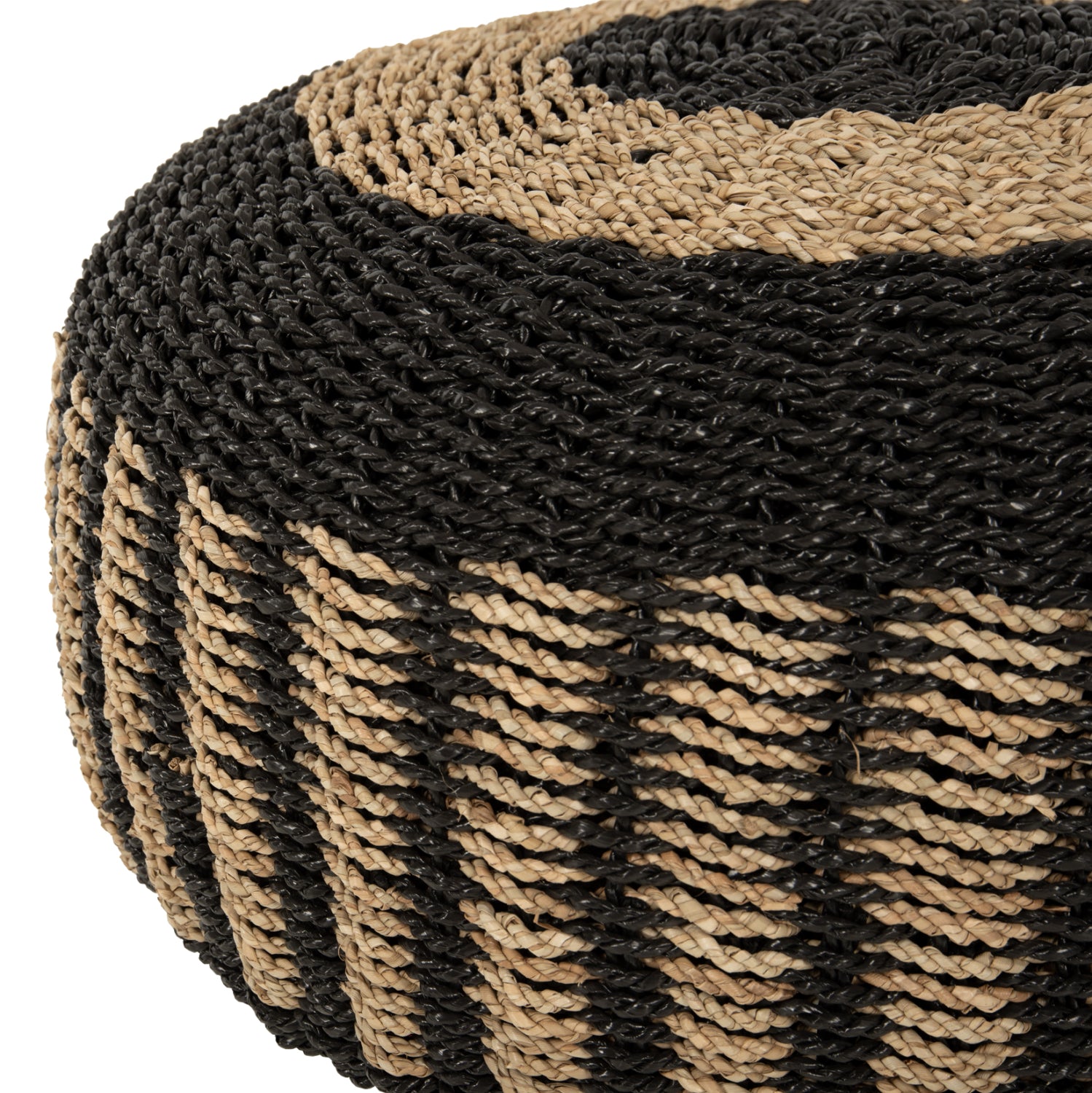 ΠΟΥΦ ΣΚΑΜΠΟ SARONI HM7851.02 SEAGRASS ΣΕ ΦΥΣΙΚΟ-ΜΑΥΡΟ ΧΡΩΜΑ Φ60x35Yεκ. - Pakobazaar