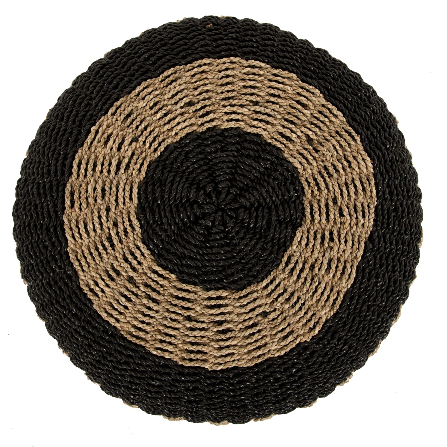 ΠΟΥΦ ΣΚΑΜΠΟ SARONI HM7851.02 SEAGRASS ΣΕ ΦΥΣΙΚΟ-ΜΑΥΡΟ ΧΡΩΜΑ Φ60x35Yεκ. - Pakobazaar
