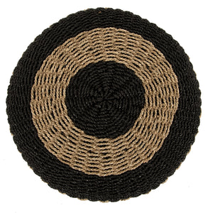 ΠΟΥΦ ΣΚΑΜΠΟ SARONI HM7851.02 SEAGRASS ΣΕ ΦΥΣΙΚΟ-ΜΑΥΡΟ ΧΡΩΜΑ Φ60x35Yεκ. - Pakobazaar