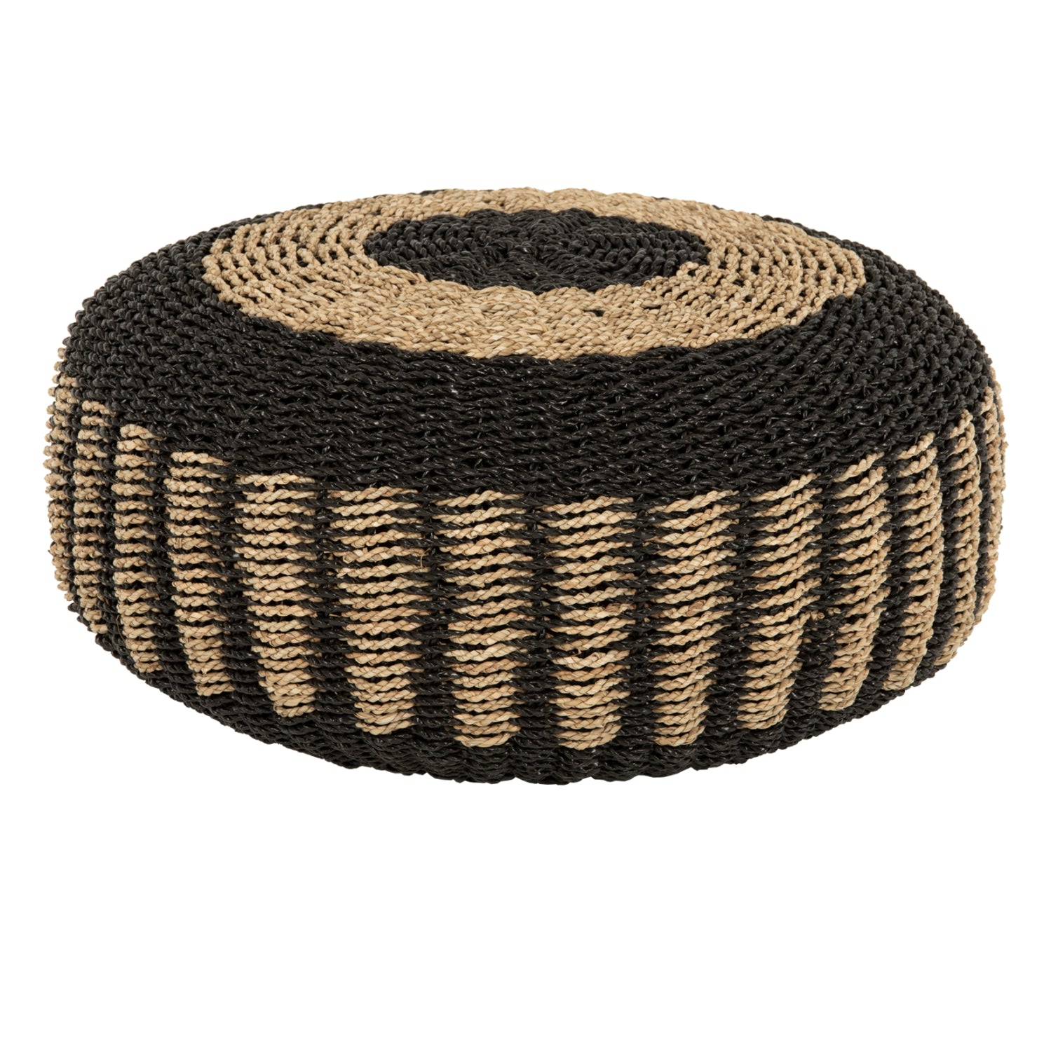 ΠΟΥΦ ΣΚΑΜΠΟ SARONI HM7851.02 SEAGRASS ΣΕ ΦΥΣΙΚΟ-ΜΑΥΡΟ ΧΡΩΜΑ Φ60x35Yεκ. - Pakobazaar
