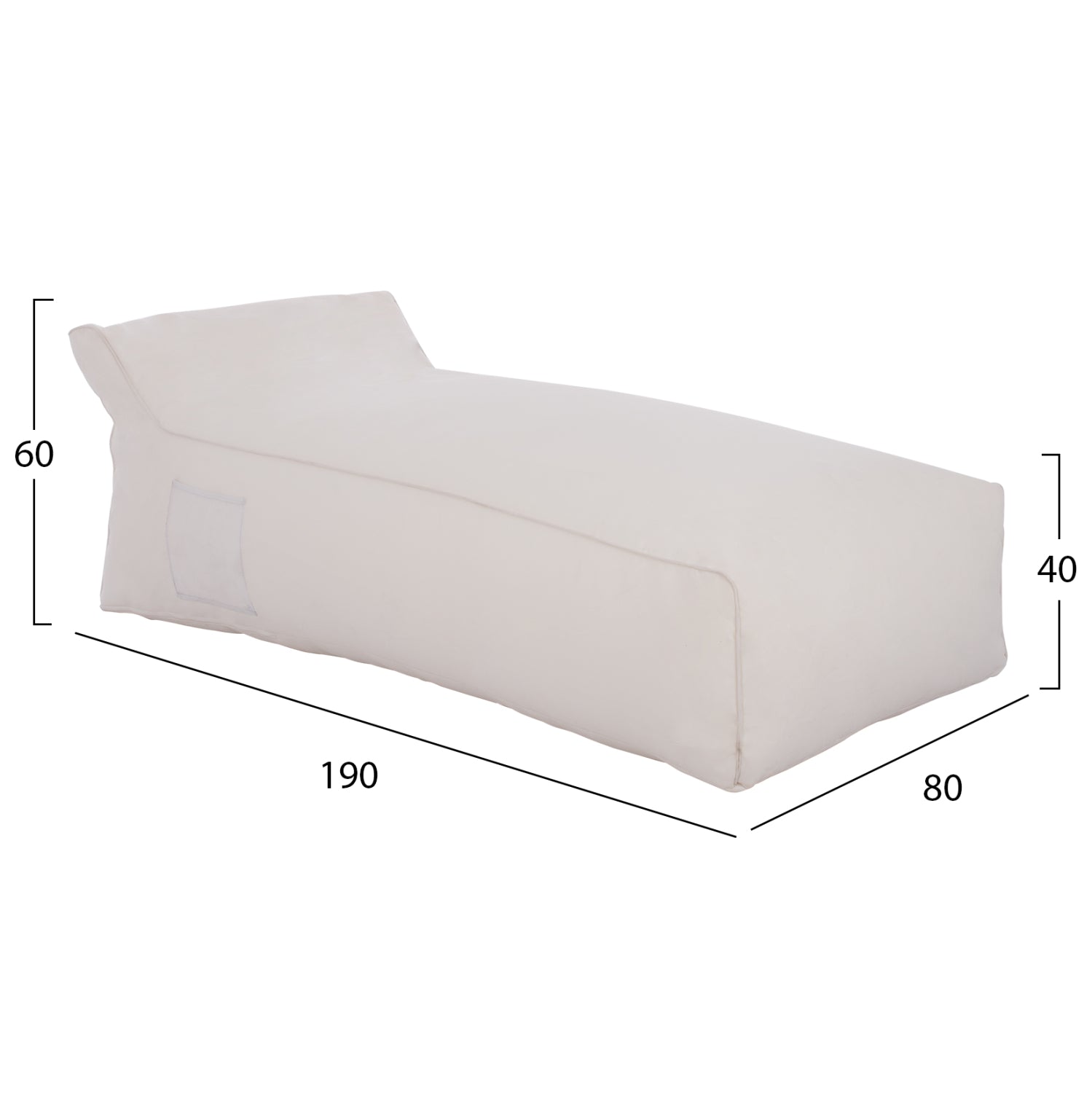 ΠΟΥΦ ΞΑΠΛΩΣΤΡΑ WADELIN HM5774.11 ΜΕ TEXTILINE ΛΕΥΚΟ 190x80x40-60Υ εκ. - Pakobazaar