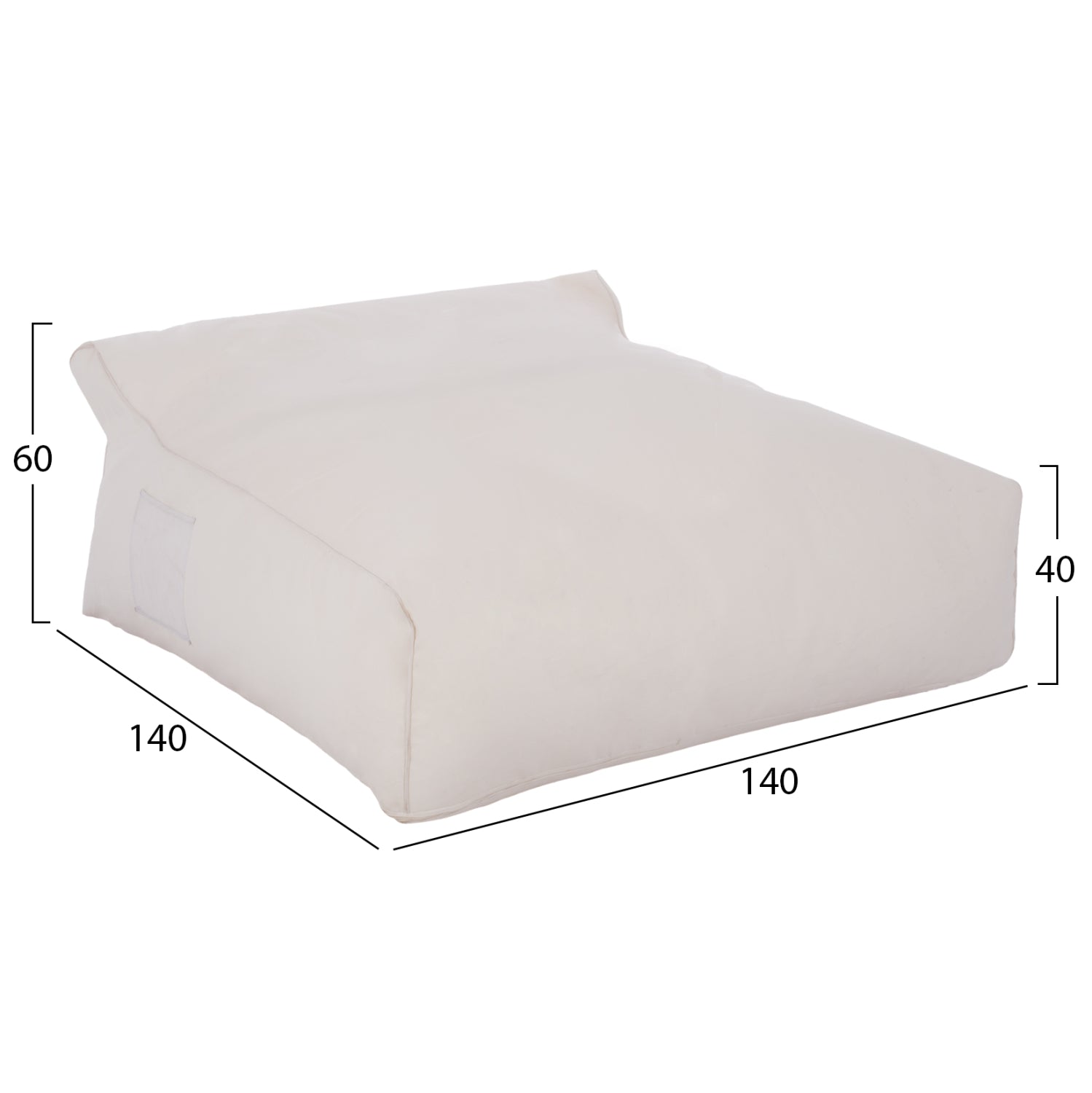 ΠΟΥΦ YAMIN 2ΑΤΟΜΩΝ ΜΕ TEXTILENE 600gr/m2 2X1 ΛΕΥΚΟ HM5773.11 140x140x40-60Υεκ. - Pakobazaar