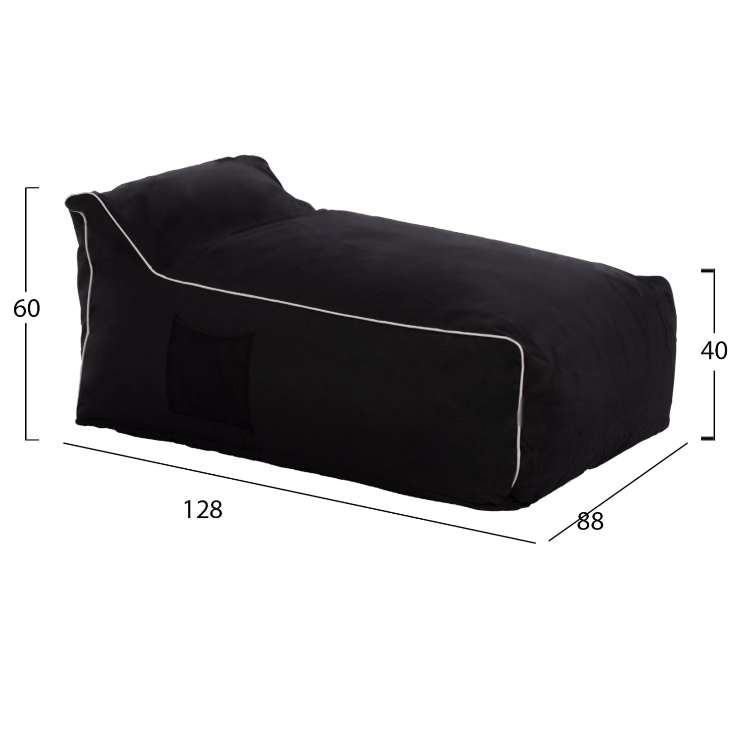 ΠΟΥΦ ZAFER HM5772.12 ΜΕ TEXTILINE ΜΑΥΡΟ ΚΑΙ ΛΕΥΚΟ ΡΕΛΙ 88x128x40-60Υ εκ. - Pakobazaar