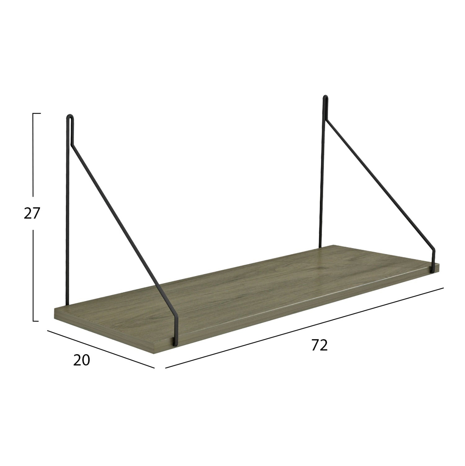 ΡΑΦΙ ΤΟΙΧΟΥ AGILAN ΜΕΛΑΜΙΝΗΣ HM9183.12 OLIVE GREY 72x20x27Y εκ. - Pakobazaar
