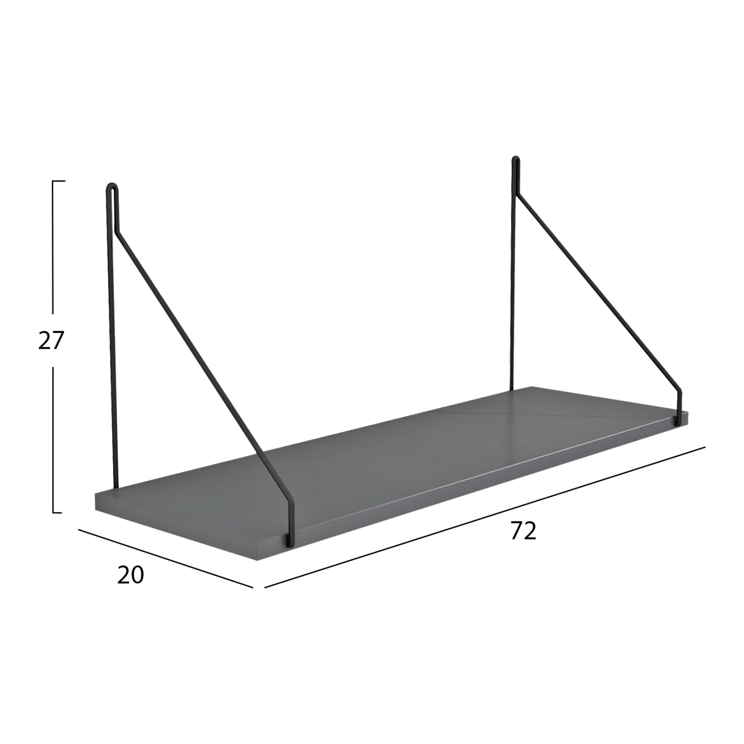ΡΑΦΙ ΤΟΙΧΟΥ AGILAN ΜΕΛΑΜΙΝΗΣ HM9183.20 ΓΚΡΙ 72x20x27Y εκ. - Pakobazaar