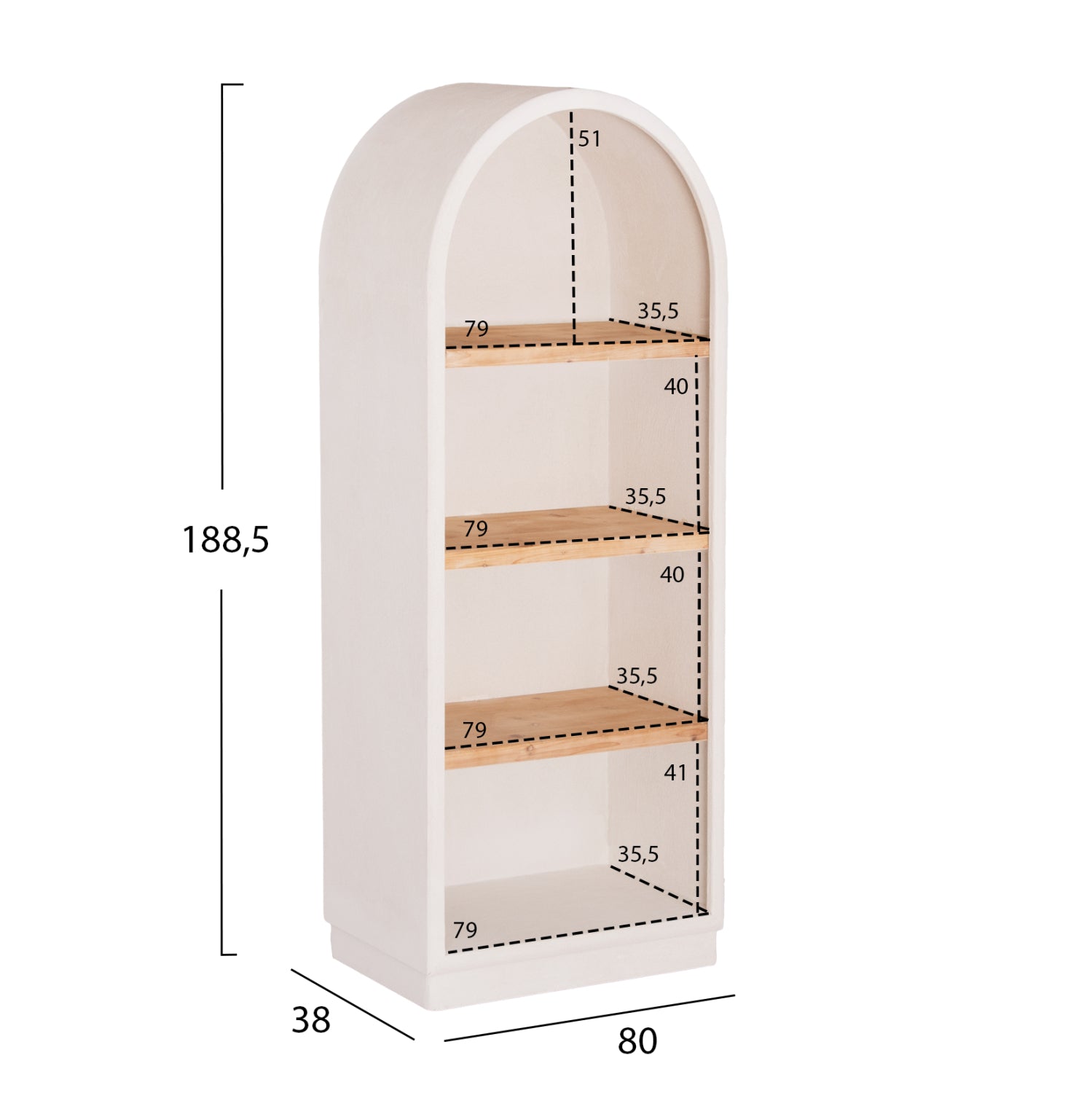 ΡΑΦΙΕΡΑ ΣΕΙΡΑ SANTORINI HM18044 MDF ΥΠΟΛΕΥΚΟ-ΡΑΦΙΑ ΞΥΛΟ ΕΛΑΤΟΥ ΦΥΣΙΚΟ 80x38x188,5Υεκ. - Pakobazaar