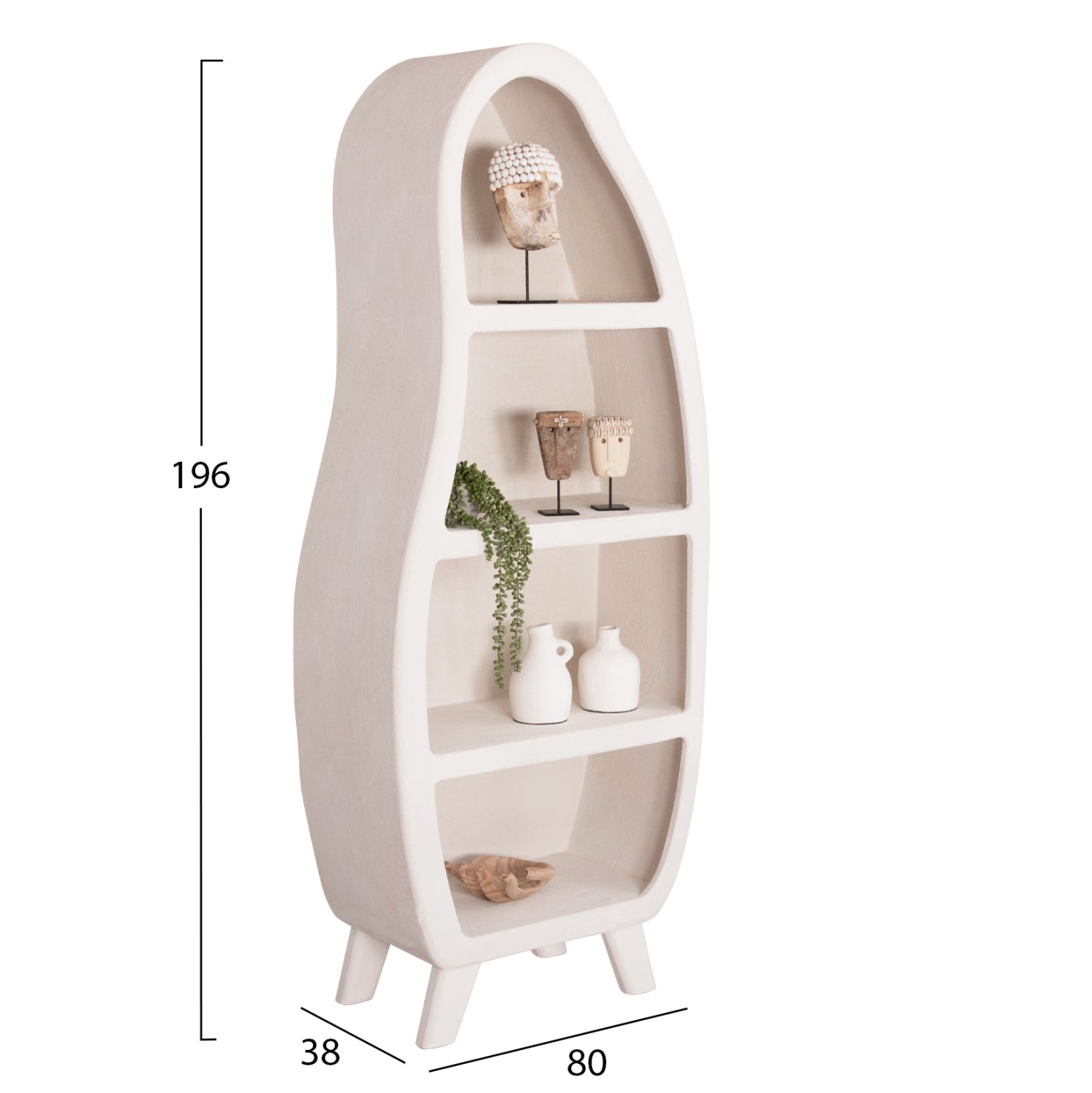 ΡΑΦΙΕΡΑ ΣΕΙΡΑ SANTORINI HM18067 MDF ΣΕ ΥΠΟΛΕΥΚΟ ΧΡΩΜΑ 80x38x196Υεκ. - Pakobazaar
