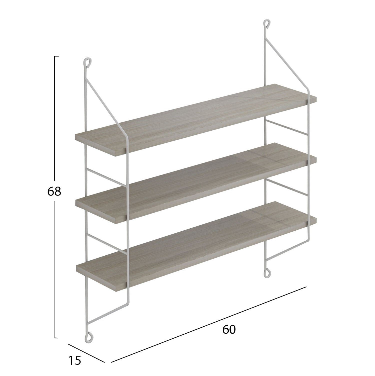 ΡΑΦΙΕΡΑ ΤΟΙΧΟΥ ACHALA ΜΕΛΑΜΙΝΗΣ HM9185.14 SONOMA 60x15x68Y εκ. - Pakobazaar