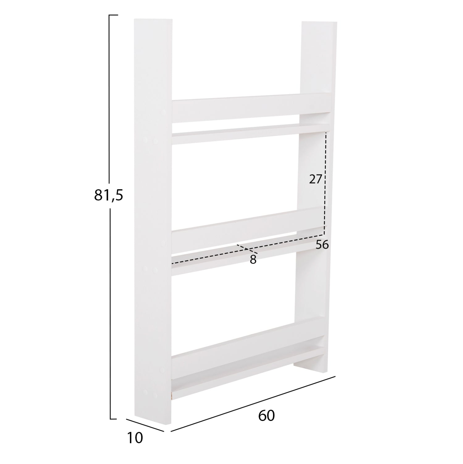 ΡΑΦΙΕΡΑ ΤΟΙΧΟΥ SANI HM18223.01 ΜΕΛΑΜΙΝΗ ΣΕ ΛΕΥΚΟ 60x10x90Υεκ. (3 ΡΑΦΙΑ) - Pakobazaar