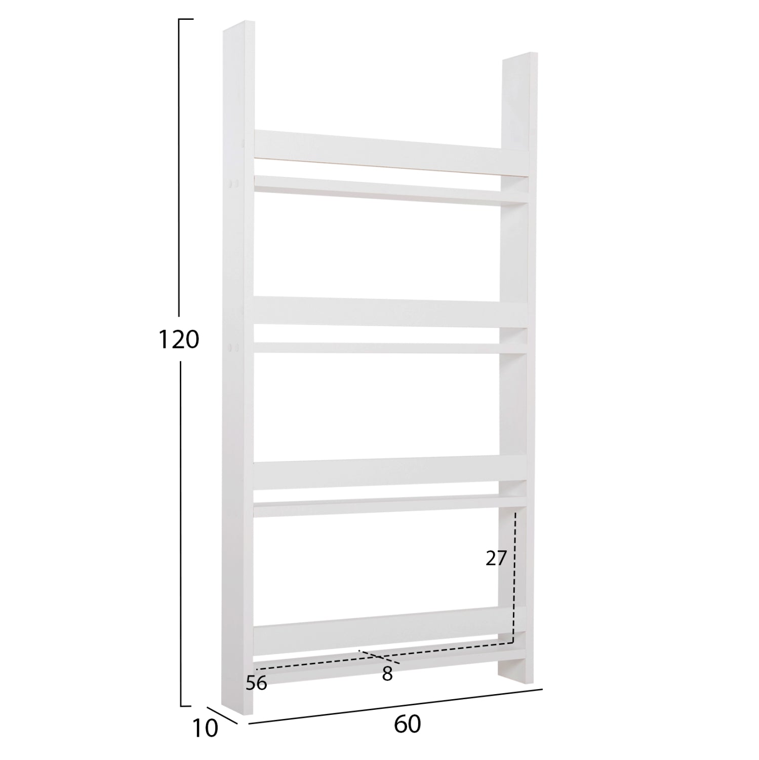 ΡΑΦΙΕΡΑ ΤΟΙΧΟΥ SANI HM18224.01 ΜΕΛΑΜΙΝΗ ΣΕ ΛΕΥΚΟ 60x10x120Υεκ. (4 ΡΑΦΙΑ) - Pakobazaar