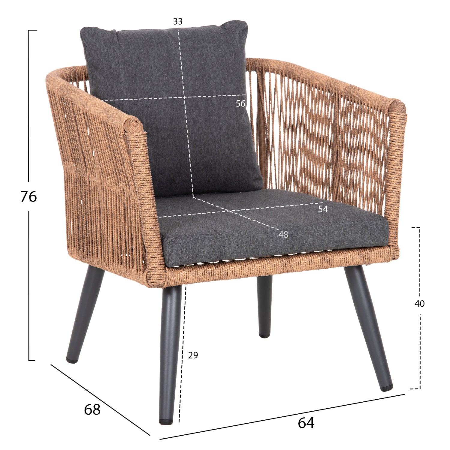 ΣΑΛΟΝΙ ΕΞ.ΧΩΡΟΥ 4ΤΜΧ FREJA HM6057.03 ΑΛΟΥΜ.ΑΝΘΡΑΚΙ-PE RATTAN ΜΠΕΖ-ΑΝΘΡΑΚΙ ΜΑΞΙΛΑΡΙΑ - Pakobazaar