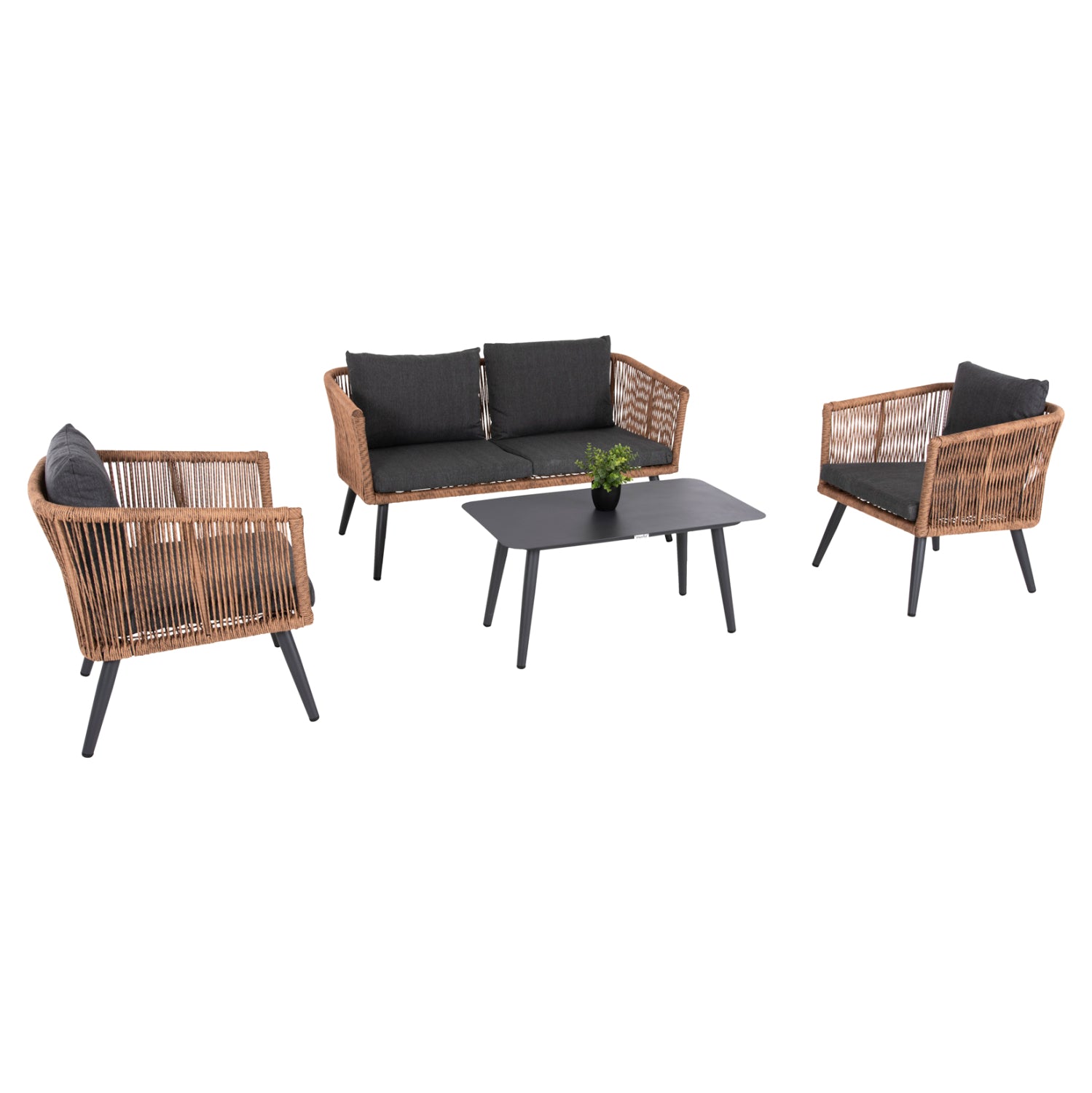 ΣΑΛΟΝΙ ΕΞ.ΧΩΡΟΥ 4ΤΜΧ FREJA HM6057.03 ΑΛΟΥΜ.ΑΝΘΡΑΚΙ-PE RATTAN ΜΠΕΖ-ΑΝΘΡΑΚΙ ΜΑΞΙΛΑΡΙΑ - Pakobazaar