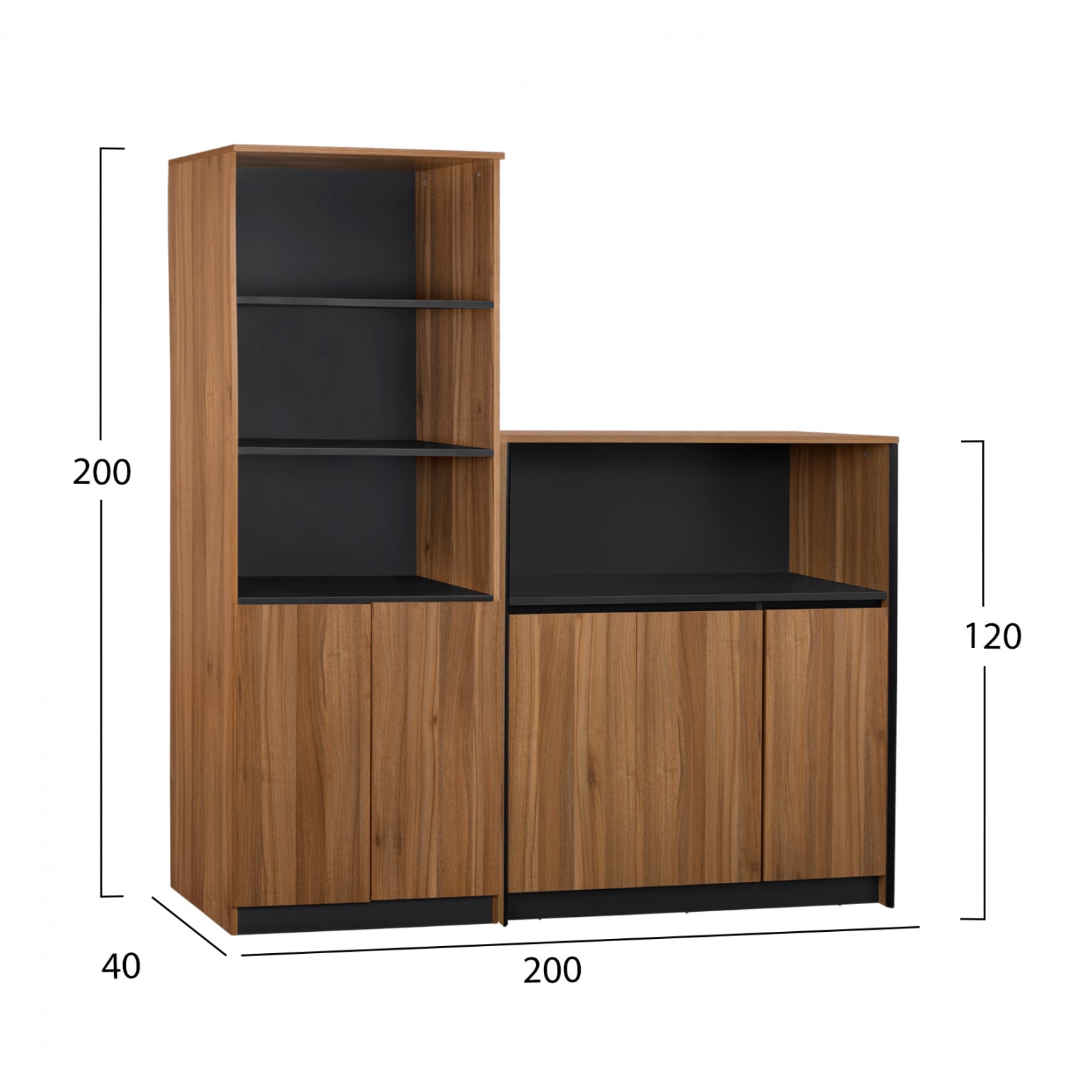 ΣΕΤ 2 ΤΜΧ ΒΙΒΛΙΟΘΗΚΗ ΓΡΑΦΕΙΟΥ ΕΠΑΓΓΕΛΜΑΤΙΚΗ ΜΕ ΝΤΟΥΛΑΠΙ SUPREME HM11371 - Pakobazaar