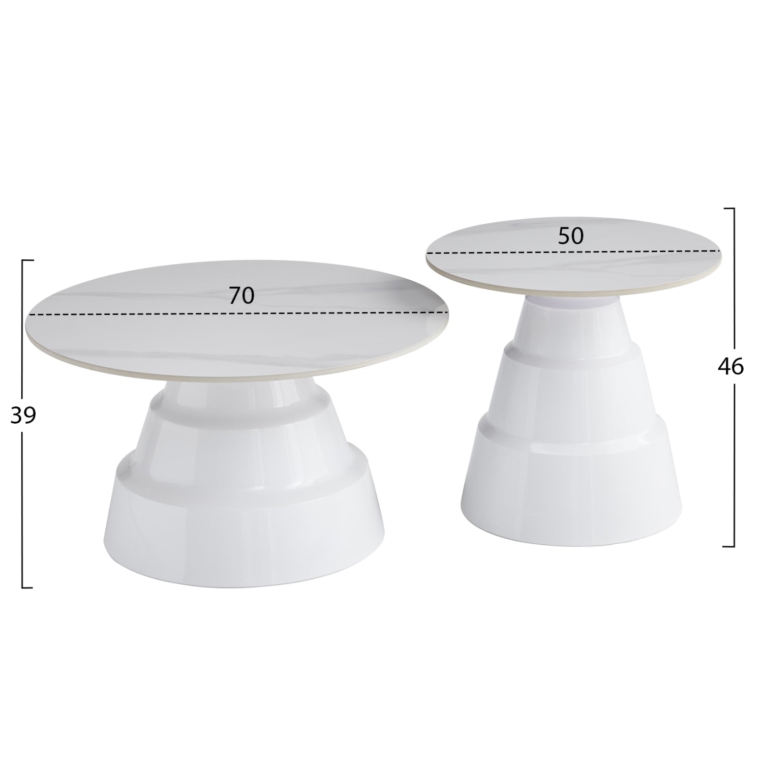 ΣΕΤ 2 ΤΡΑΠΕΖΙΑ ΣΑΛΟΝΙΟΥ LIDOX HM18306.01 SINTERED STONE TOPS KAI ΒΑΣΕΙΣ--ΛΕΥΚΑ Φ50 & Φ70 - Pakobazaar