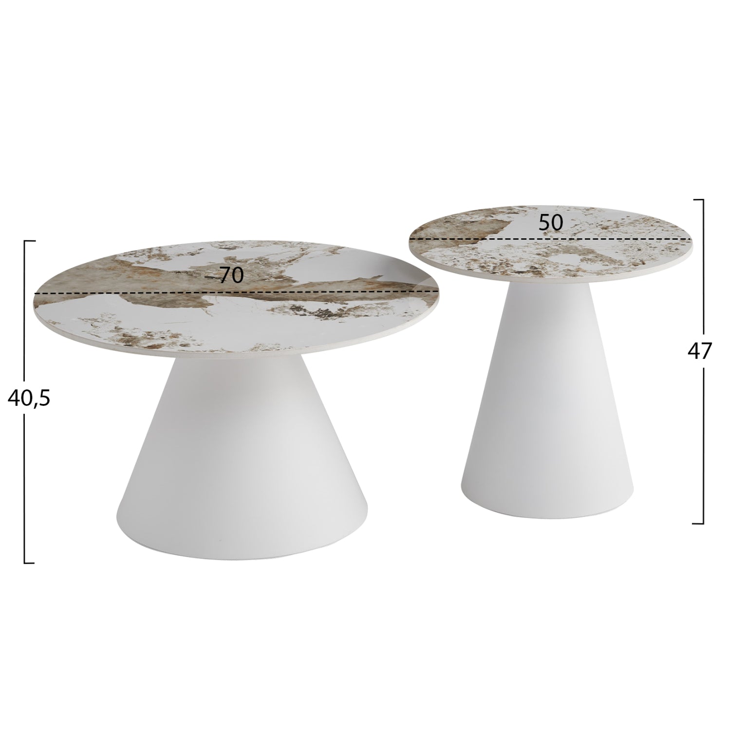 ΣΕΤ 2 ΤΡΑΠΕΖΙΑ ΣΑΛΟΝΙΟΥ RIDGE(X) HM18307.01 SINTERED STONE TOPS--ΒΑΣΕΙΣ ΛΕΥΚΕΣ Φ50 & Φ70 - Pakobazaar