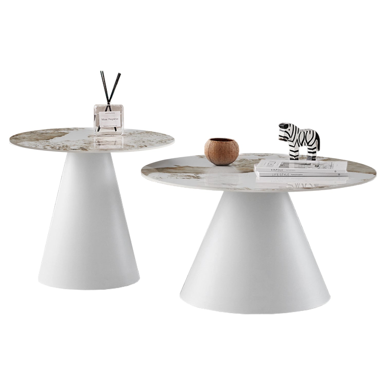 ΣΕΤ 2 ΤΡΑΠΕΖΙΑ ΣΑΛΟΝΙΟΥ RIDGE(X) HM18307.01 SINTERED STONE TOPS--ΒΑΣΕΙΣ ΛΕΥΚΕΣ Φ50 & Φ70 - Pakobazaar